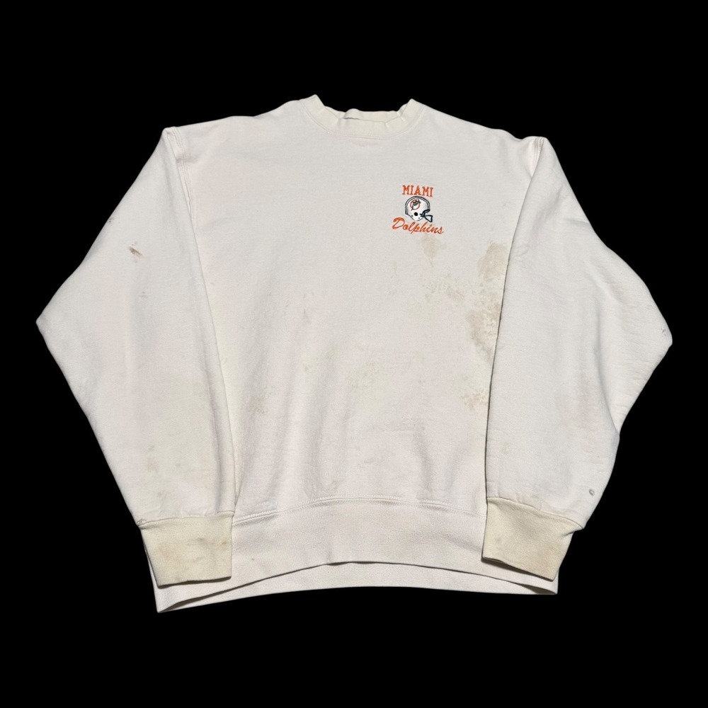 Vintage 90s Prezzia Miami Dolphins Stained Distressed Sweatshirt‎ Men's XL